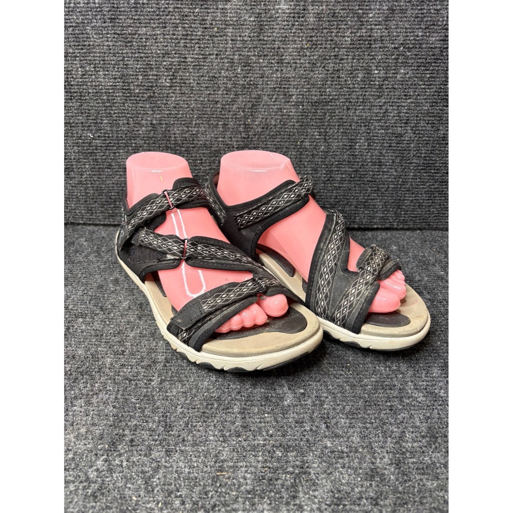 Ryka Ginger Womens Black Geometric Strappy Sport Walking Sandals Size 8W
